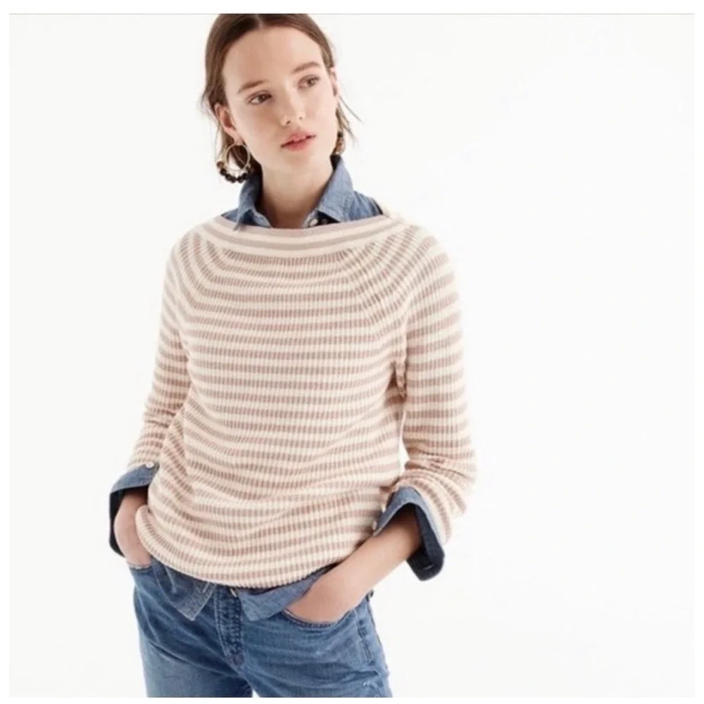 J. Crew Relaxed Boatneck Stripe Blush Sweater size S